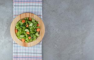 Saute Vegetables (Capsicum, Peas, Onion, Mushroom) + Lettuce Carrot Salad