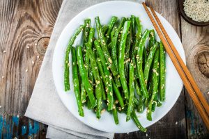 Fried green beans with sesame. Asian food