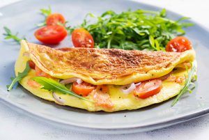 egg whites omelet stuffed with onion and tomatoes